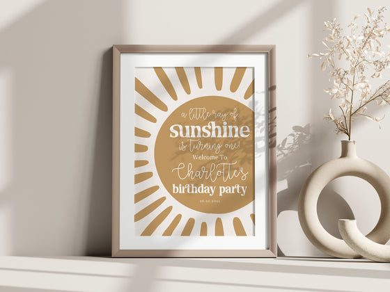You are my Sunshine Birthday Welcome Sign Printable Template, sun birthday party gender neutral boho birthday rainbow birthday party girl