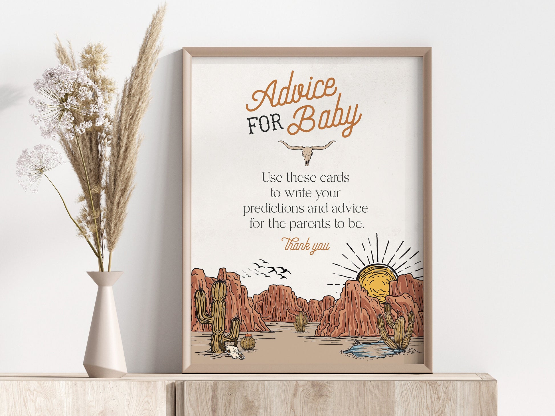 Wild West theme advice for baby cards boy baby shower for boy, instant download western baby prediction card little cowboy rodeo baby shower