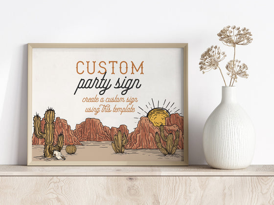 Wild West Custom Sign Printable Party Decor, baby shower western rodeo party for boy, little cowboy instant download southwestern shower