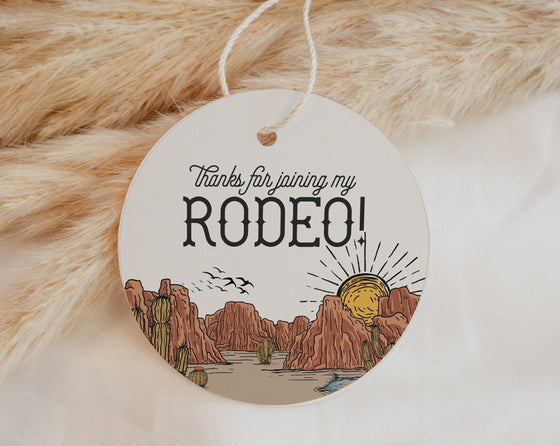 Wild West Baby Shower Circle Favor Tag Printable Template, western rodeo baby shower for boy instant download thank you tag cowboy theme