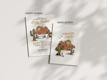 Wild West Baby Shower Invitation Bundle Instant Download, little cowboy invitation Texas rodeo baby shower for boy, southwestern baby shower