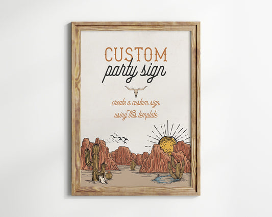 Wild West Custom Sign Printable, birthday party decor, western rodeo party for boy, how the west was one instant download southwestern party