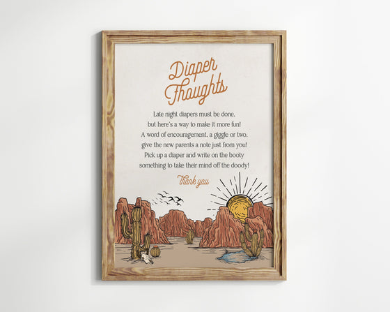 Wild West diaper thoughts sign for boy baby shower