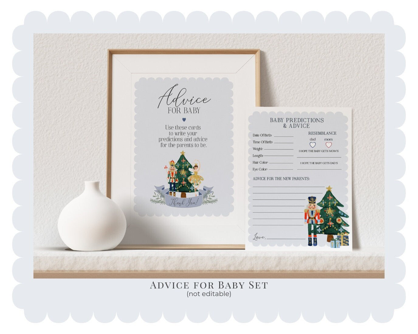 Blue nutcracker Baby Shower Bundle Printable, template instant download Christmas winter wonderland gender neutral baby shower for boy