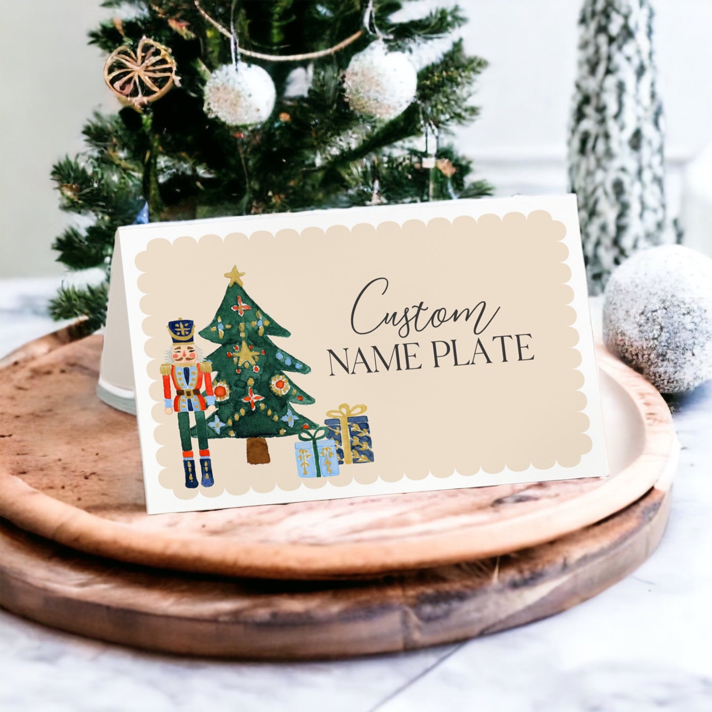 Blue Nutcracker Place Cards Instant Download, gender neutral Baby Shower or December Birthday Party for for, Christmas winter wonderland