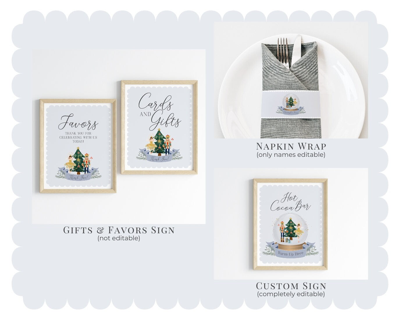 Blue nutcracker Baby Shower Bundle Printable, template instant download Christmas winter wonderland gender neutral baby shower for boy