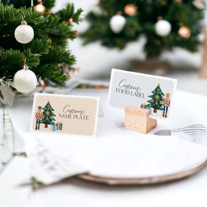 Blue Nutcracker Place Cards Instant Download, gender neutral Baby Shower or December Birthday Party for for, Christmas winter wonderland