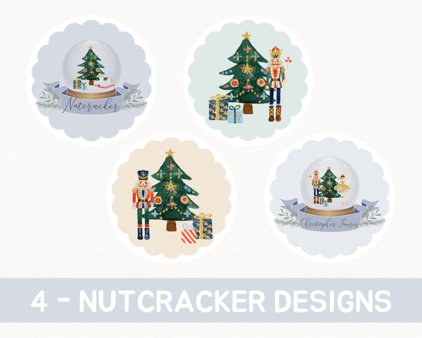 Blue Nutcracker Cupcake Toppers Printable, Christmas winter wonderland gender neutral birthday party for boy winter ballet december birthday