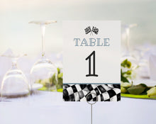  Blue Race Car Table Number Printable Template, Little Racer baby shower or birthday party for boy, Race on Over TWO Fast, Fast ONE Birthday