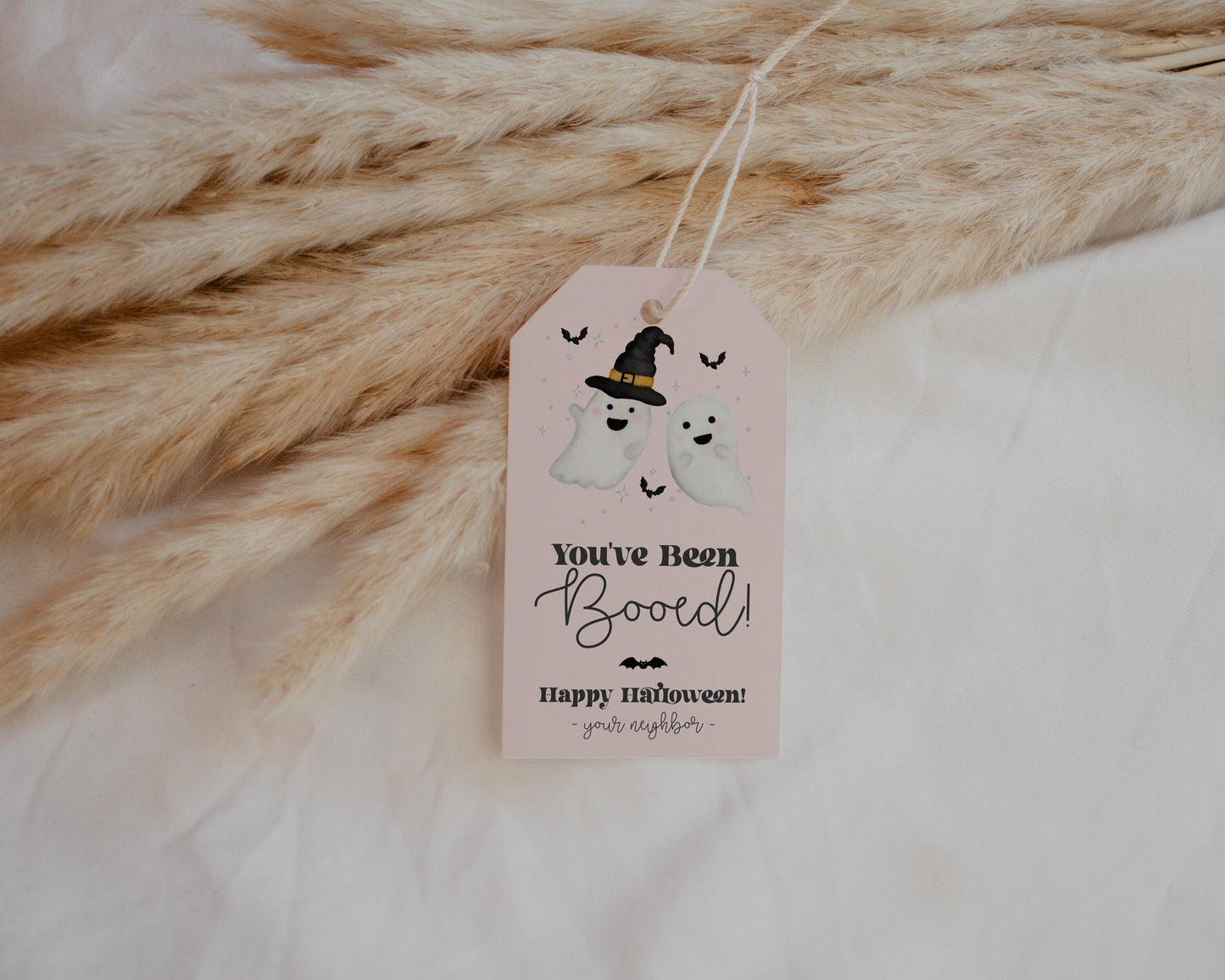 Pastel Pink You've Been Booed Tag Instant Download, Happy Halloween Tradition Gifts for Neighbors, Halloween Treat Tag, Printable Template