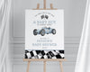 Blue Race Car Baby Shower Welcome Sign Template, instant download race on over baby shower template for boy, retro vintage racecar party