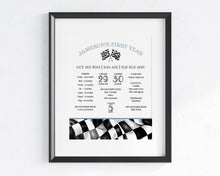 Blue Race Car First Year Milestone Sign Instant Download, Little Racer is a Fast ONE First Birthday Milestone Sign Boy Birthday, Printable