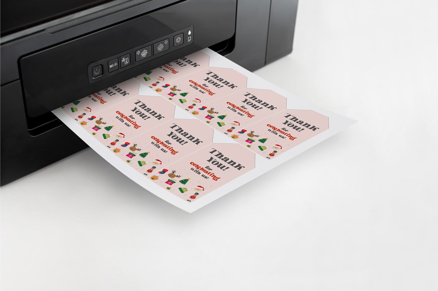 Pink Oh What Fun December Birthday or Baby Shower Favor Tags Instant Download, pink Christmas December winter 1st birthday party for girl