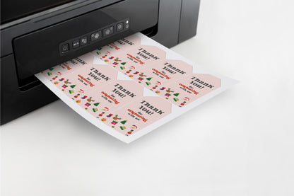 Pink Oh What Fun December Birthday or Baby Shower Favor Tags Instant Download, pink Christmas December winter 1st birthday party for girl