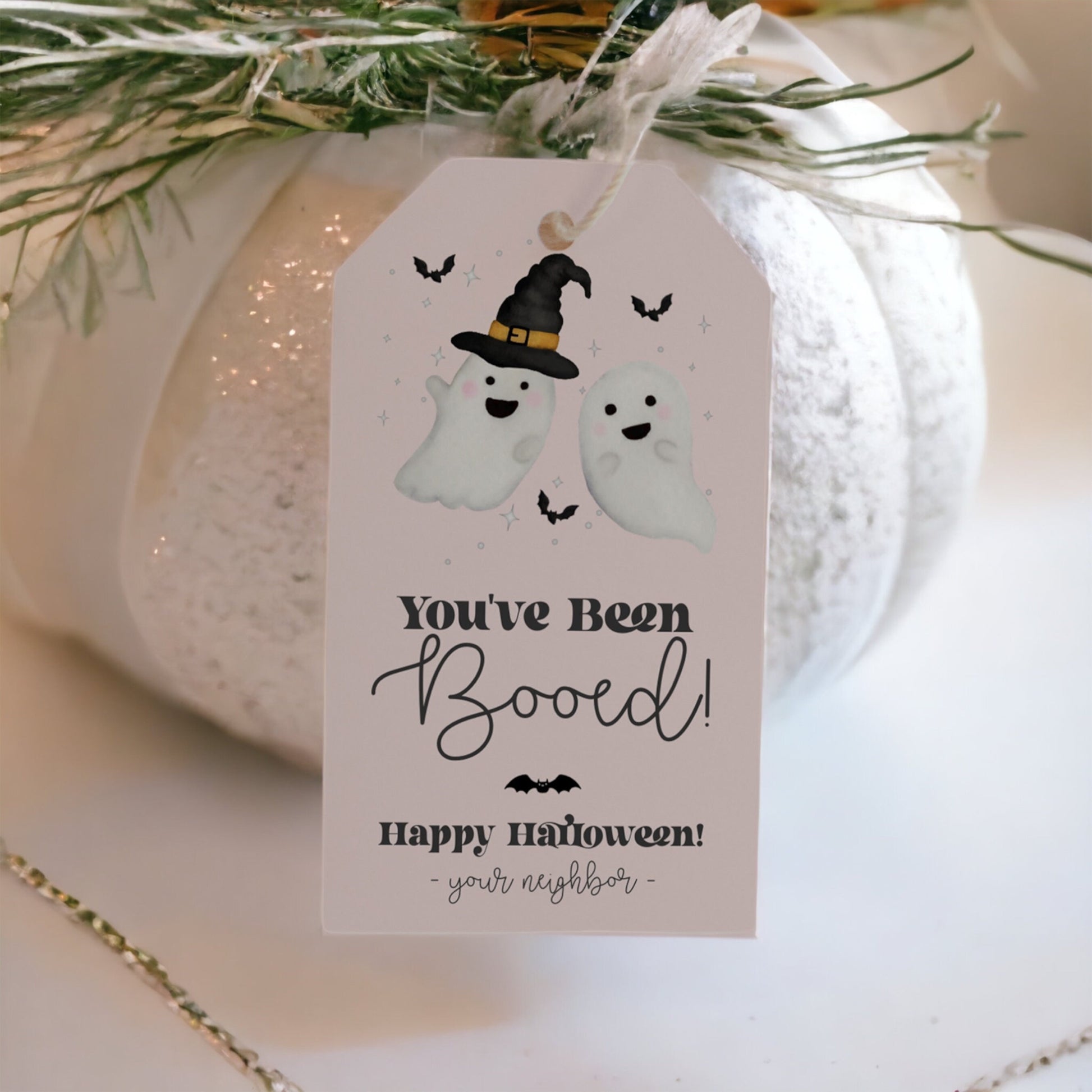 Pastel Pink You've Been Booed Tag Instant Download, Happy Halloween Tradition Gifts for Neighbors, Halloween Treat Tag, Printable Template