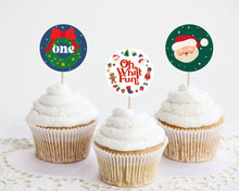  Oh What Fun Birthday Cupcake Toppers Printable, Christmas winter 1st birthday gender neutral birthday party, December birthday for boy
