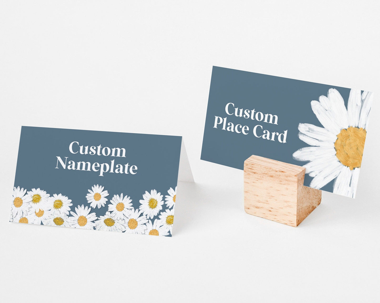 Navy Blue Daisy Place Cards Instant Download, boho daisy Baby Shower or girl Birthday Party, our little daisy retro party decor