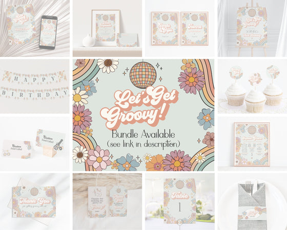 Groovy Floral Birthday Tattoo station and Groovy Glasses Sign, One Groovy Girl, Two Groovy, lets get groovy retro 70s girl birthday party