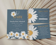  Navy Blue Daisy Oh Baby Shower Invitation Template, instant download retro daisy wildflower baby shower for girl, baby in bloom invitation