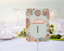  Groovy Floral Table Number Card Printable Template, Groovy baby shower, retro 70s birthday instant download diy table numbers groovy wedding