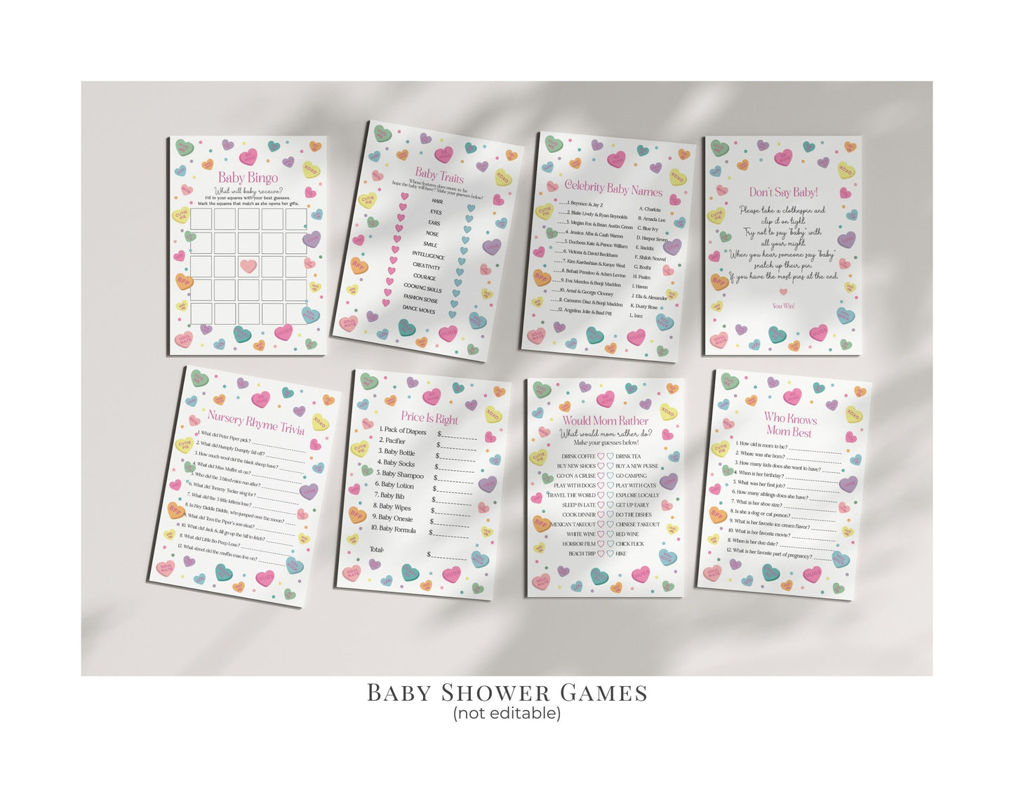 Little Sweetheart Candy Baby Shower Bundle Printable, instant download February girl baby shower, Valentine baby shower for winter party