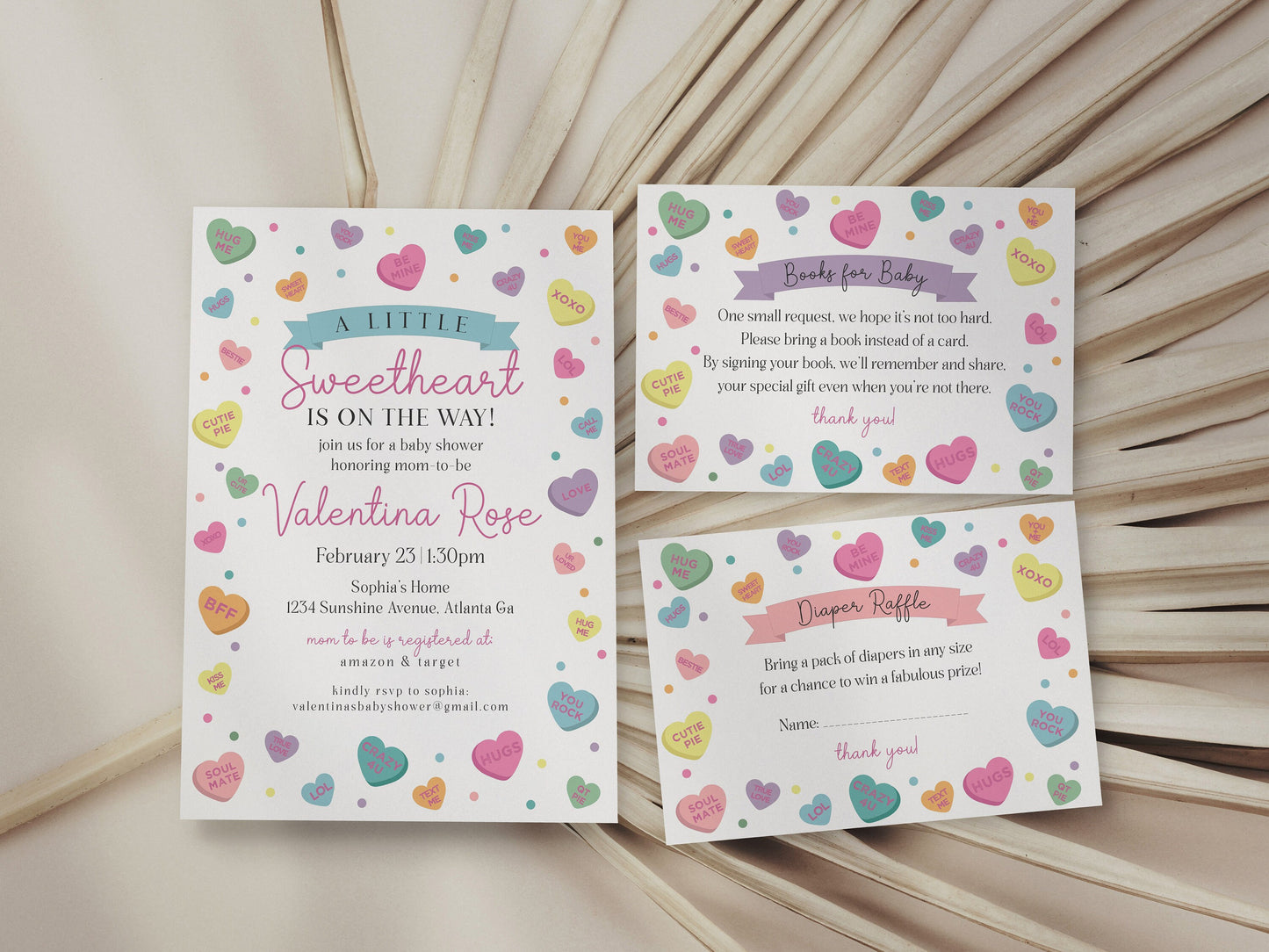 Little Sweetheart Candy Baby Shower Bundle Printable, instant download February girl baby shower, Valentine baby shower for winter party