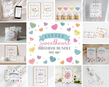  Little Sweetheart Candy Birthday Bundle Printable, instant download February girl birthday, Little Valentine birthday party for winter
