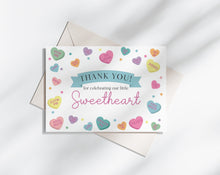  Little Sweetheart Candy Thank You Card Printable, instant download February winter girl birthday or baby shower, little valentines day party