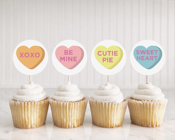 Little Sweetheart Candy Cupcake Toppers Printable, February winter baby shower or birthday party for girl, Little Valentine Day Party