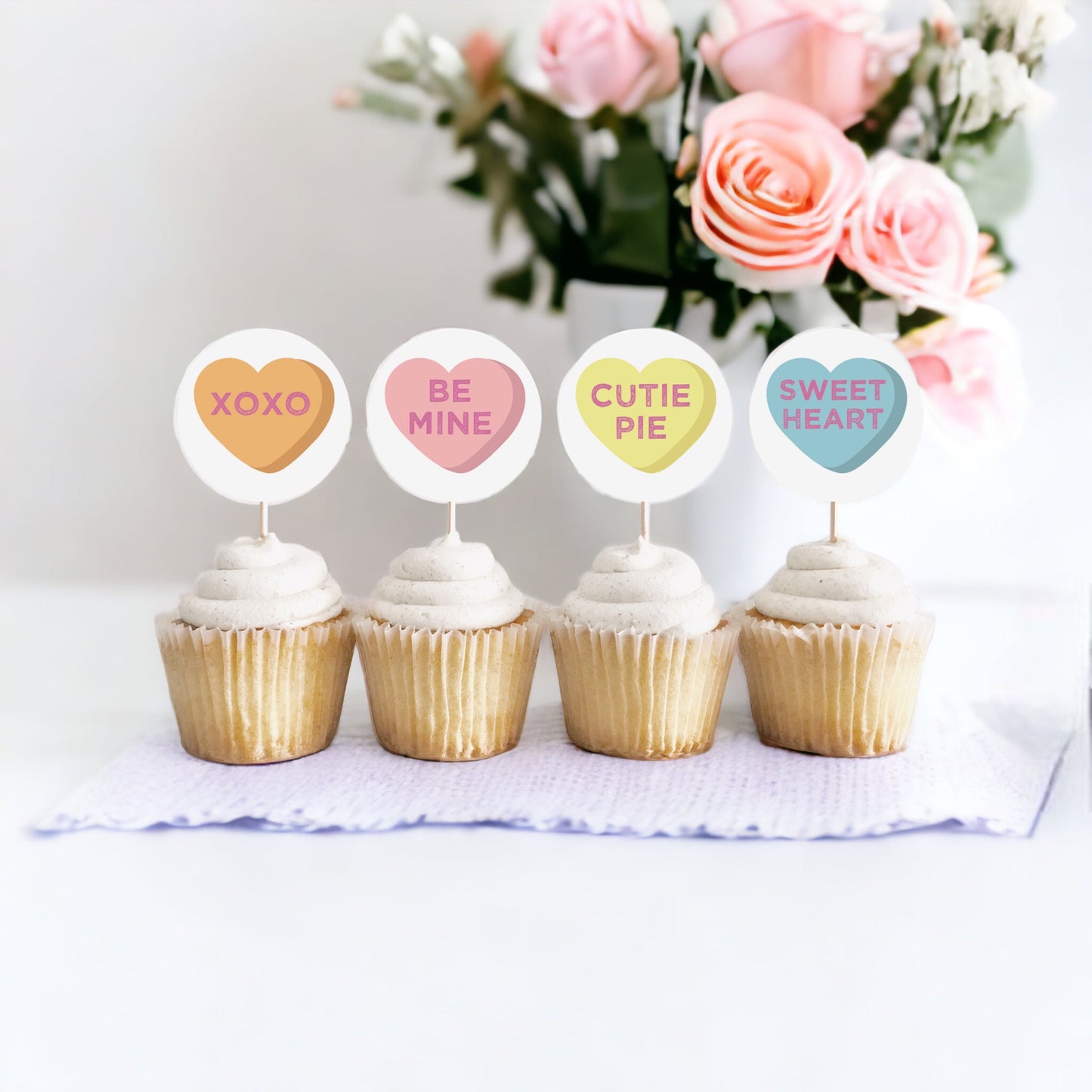 Little Sweetheart Candy Cupcake Toppers Printable, February winter baby shower or birthday party for girl, Little Valentine Day Party