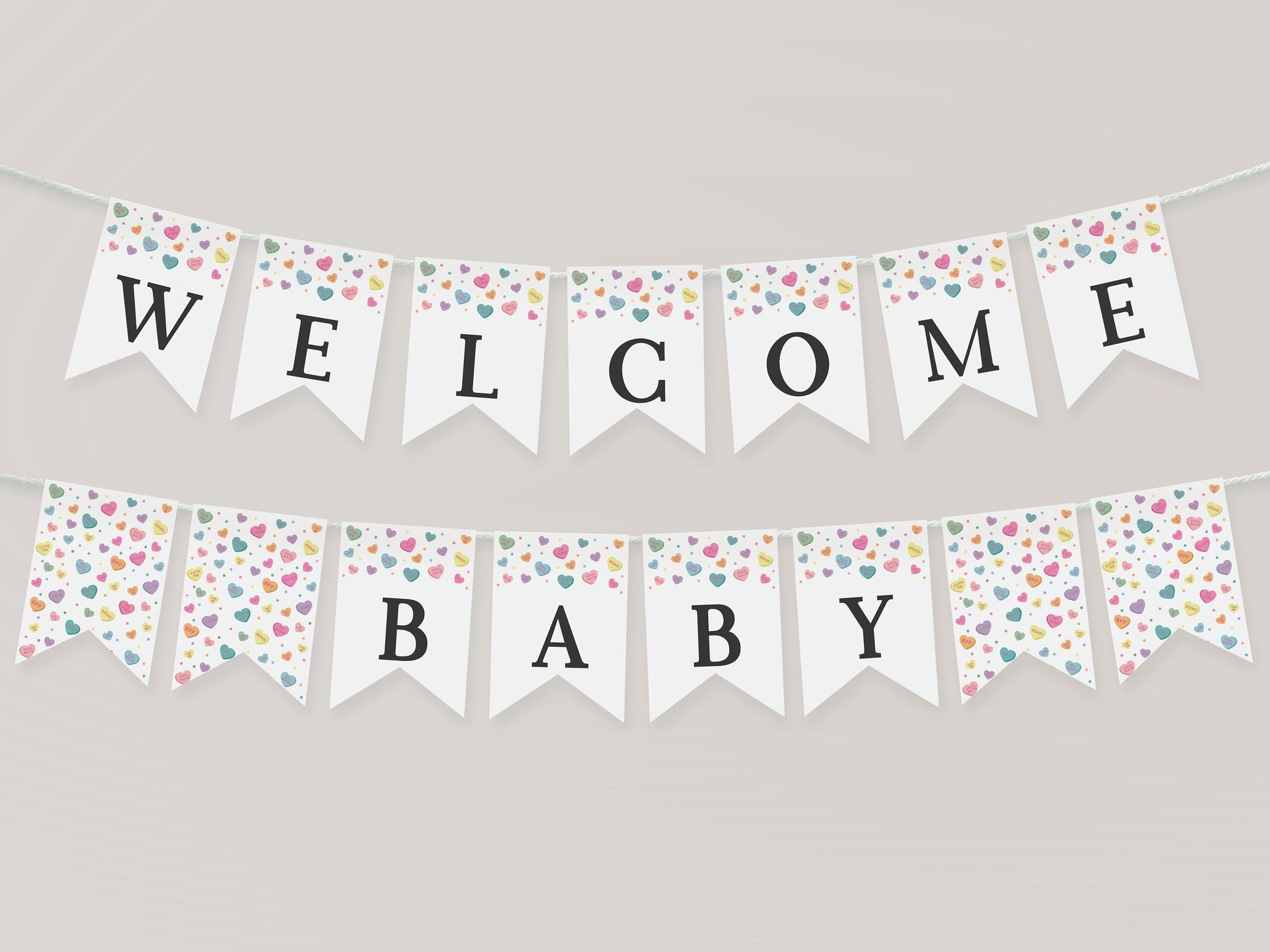 Little Sweetheart Candy Baby Shower Banner Printable Template, winter February baby shower Pennant, Valentines Day banner baby shower banner