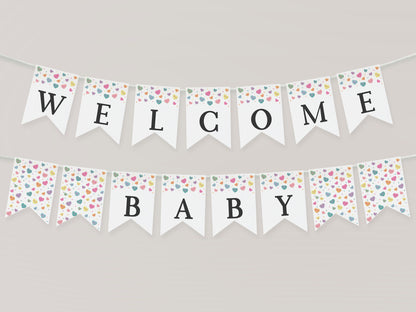 Little Sweetheart Candy Baby Shower Banner Printable Template, winter February baby shower Pennant, Valentines Day banner baby shower banner