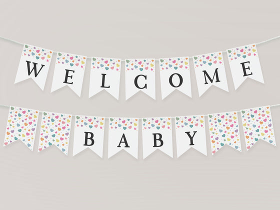 Little Sweetheart Candy Baby Shower Banner Printable Template, winter February baby shower Pennant, Valentines Day banner baby shower banner