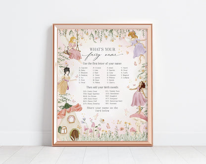 Fairy Birthday Whats Your Fairy Name Printable Template, enchanted garden fairytale girl birthday magical fairy party boho woodland fairy