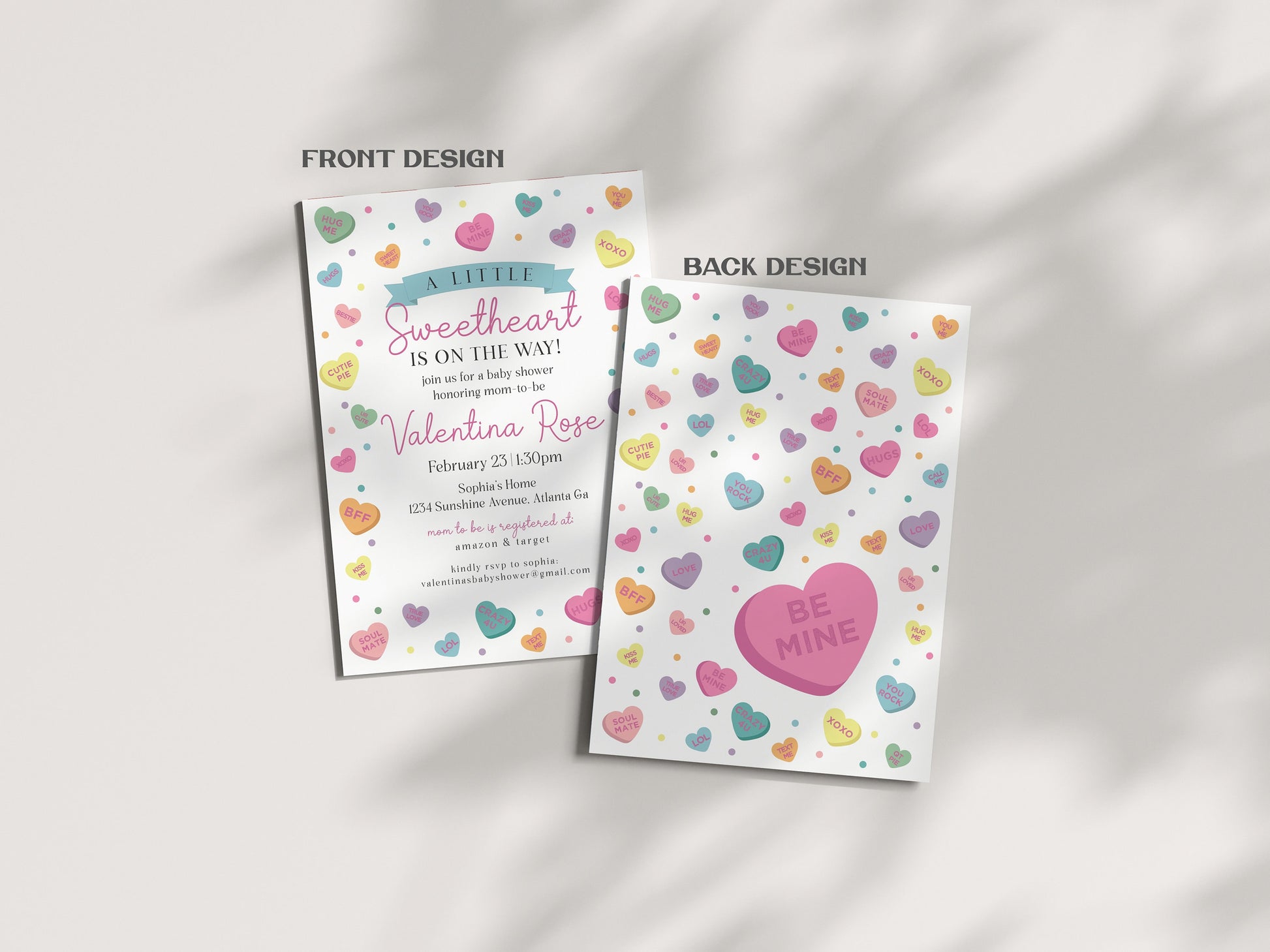 Little Sweetheart Candy Baby Shower Invitation Bundle Instant Download, February winter baby shower for girl, Little valentine baby shower