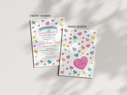 Little Sweetheart Candy Baby Shower Invitation Bundle Instant Download, February winter baby shower for girl, Little valentine baby shower