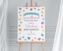  Little Sweetheart Candy Baby Shower Welcome Sign Template, instant download February winter baby shower for girl Heart Valentine baby shower
