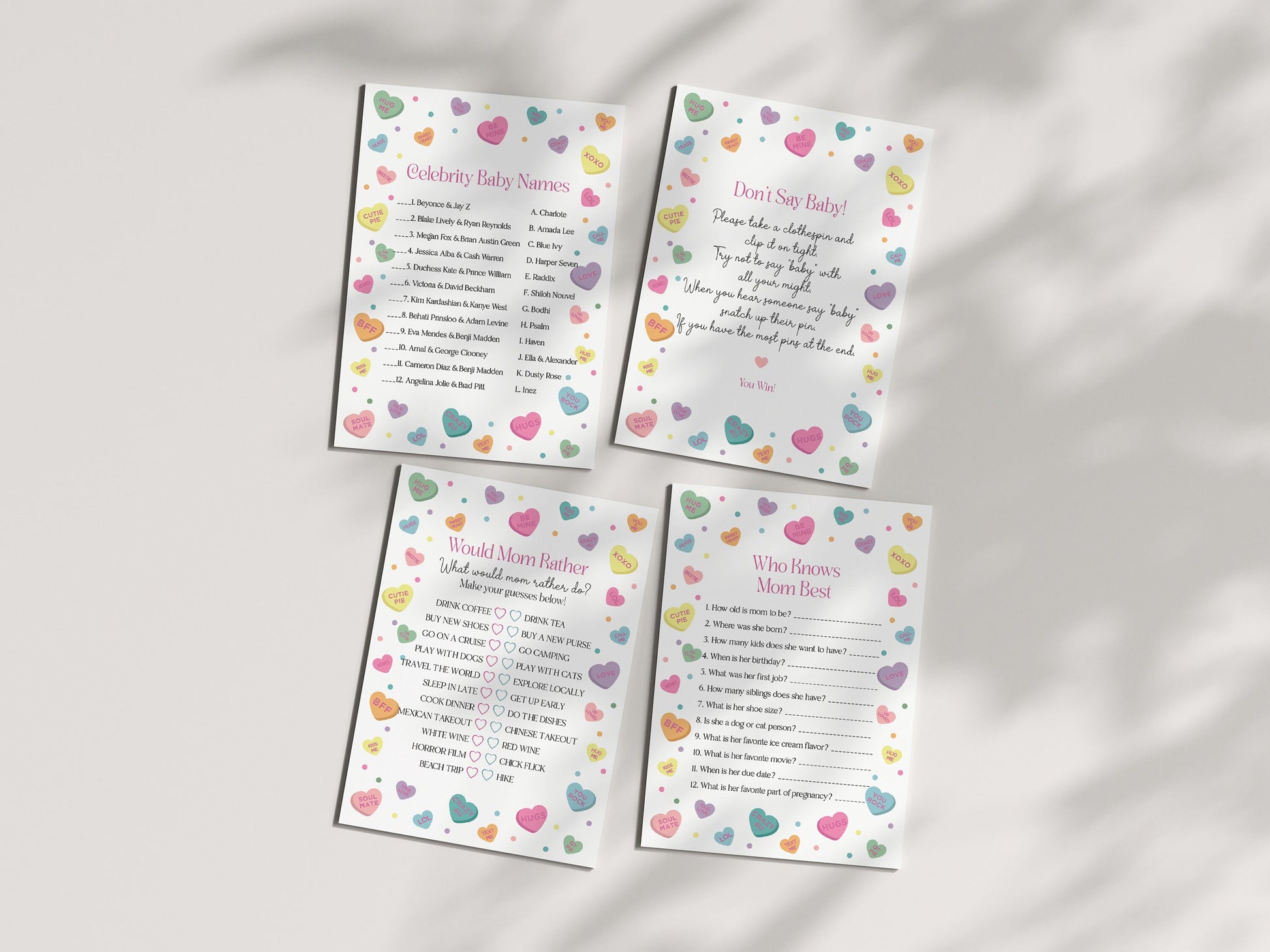 Little Sweetheart Candy Baby Shower Games Bundle, instant download February winter baby shower for girl, little valentine baby shower