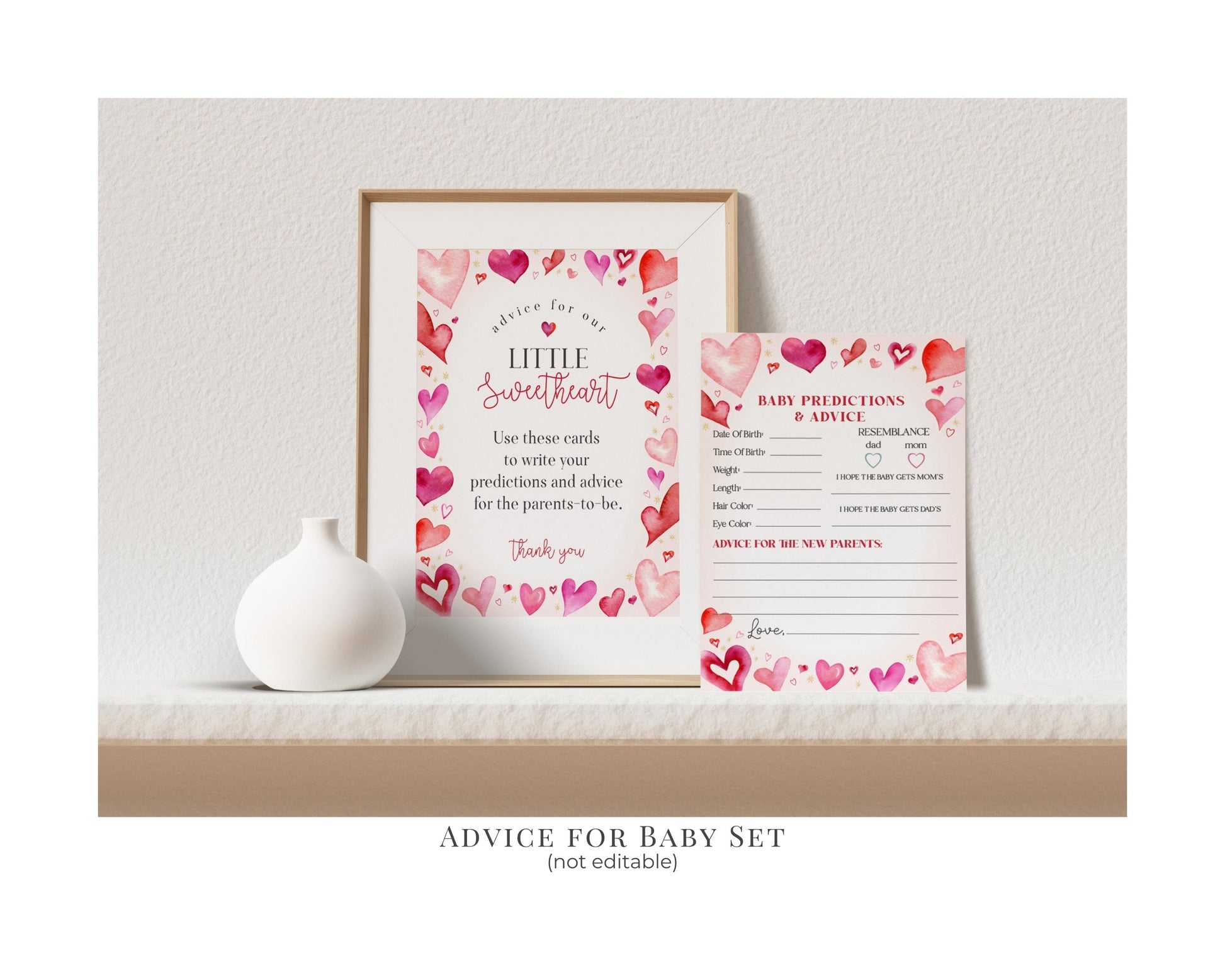 A Little Sweetheart Baby Shower Bundle Printable, instant download February baby shower for girl, Valentine baby shower for winter party