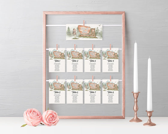 National Park Wedding Seating Chart Cards Printable Template, woodland seating cards, wedding escort cards, wedding seating plan sign