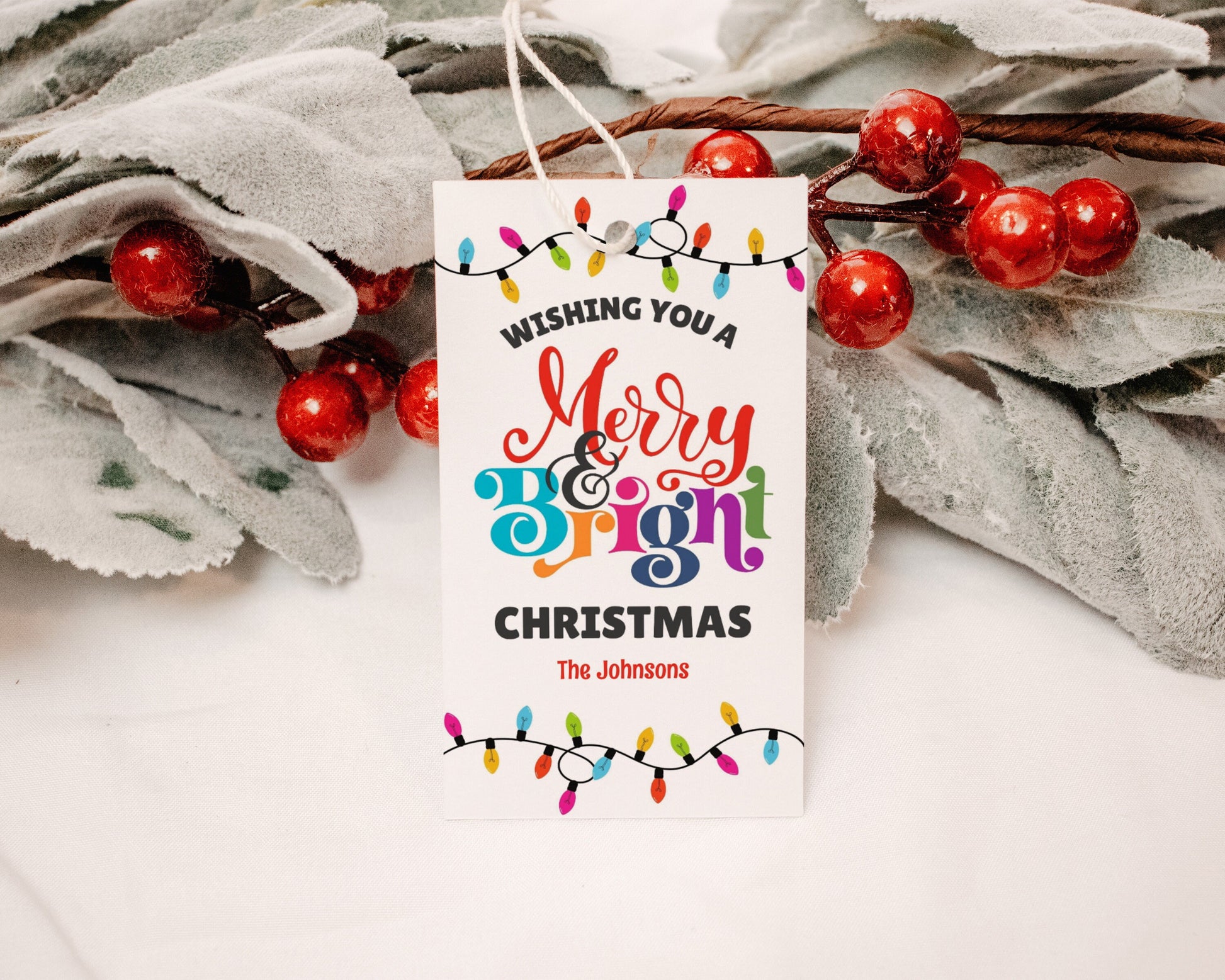 Merry and Bright Christmas Gift Tag Printable, DIY Christmas Treat Bag, Co-Worker of Neighbor Gift Tag Holiday Teacher Tag Employee Gift Tag