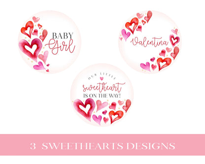 A Little Sweetheart Cupcake Toppers Printable, February winter baby shower for girl, Little Valentines Day Heart Theme Baby Shower