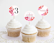  A Little Sweetheart Cupcake Toppers Printable, February winter birthday party for girl, Little Valentines Day Heart Theme Birthday Party