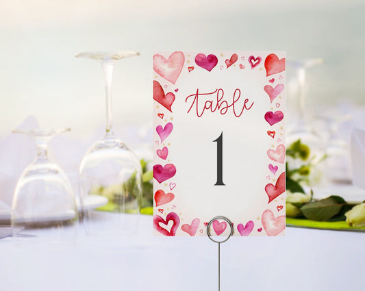 A Little Sweetheart Banquet Table Number Cards Printable Template for Baby Shower or Birthday Party, instant download February valentine