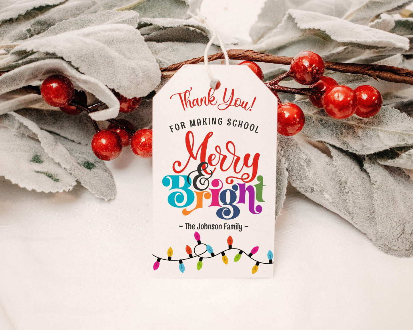 Thank You for Making School Merry and Bright Christmas Gift Tag Printable, DIY Christmas Treat Bag for Teacher, Holiday Classroom Gift Tag