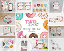  Donut Sprinkles Second Birthday Party Bundle Printable Template, Two Sweet Donut 2nd Birthday for Girl Sweet Celebration Sprinkled with Love
