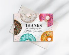  Donut Sprinkles Thank You Card Printable for Girl Birthday Party or Baby Shower, Donuts and Diapers Baby Sprinkle, Two Sweet One Birthday