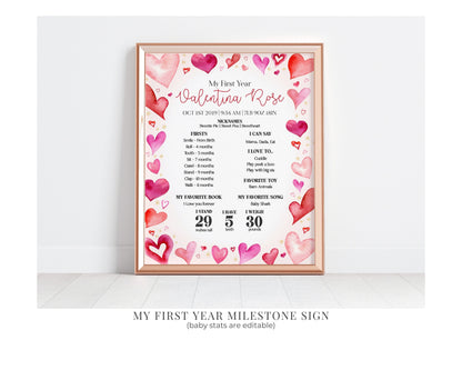 A Little Sweetheart First Birthday Bundle Printable, instant download February 1st birthday for girl, Valentines birthday party for winter