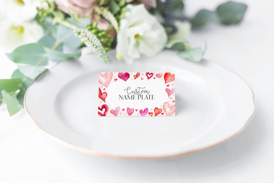 Little Sweetheart Place Cards Printable for Girl Baby Shower or Birthday Party Printable Template, heart theme February valentines party