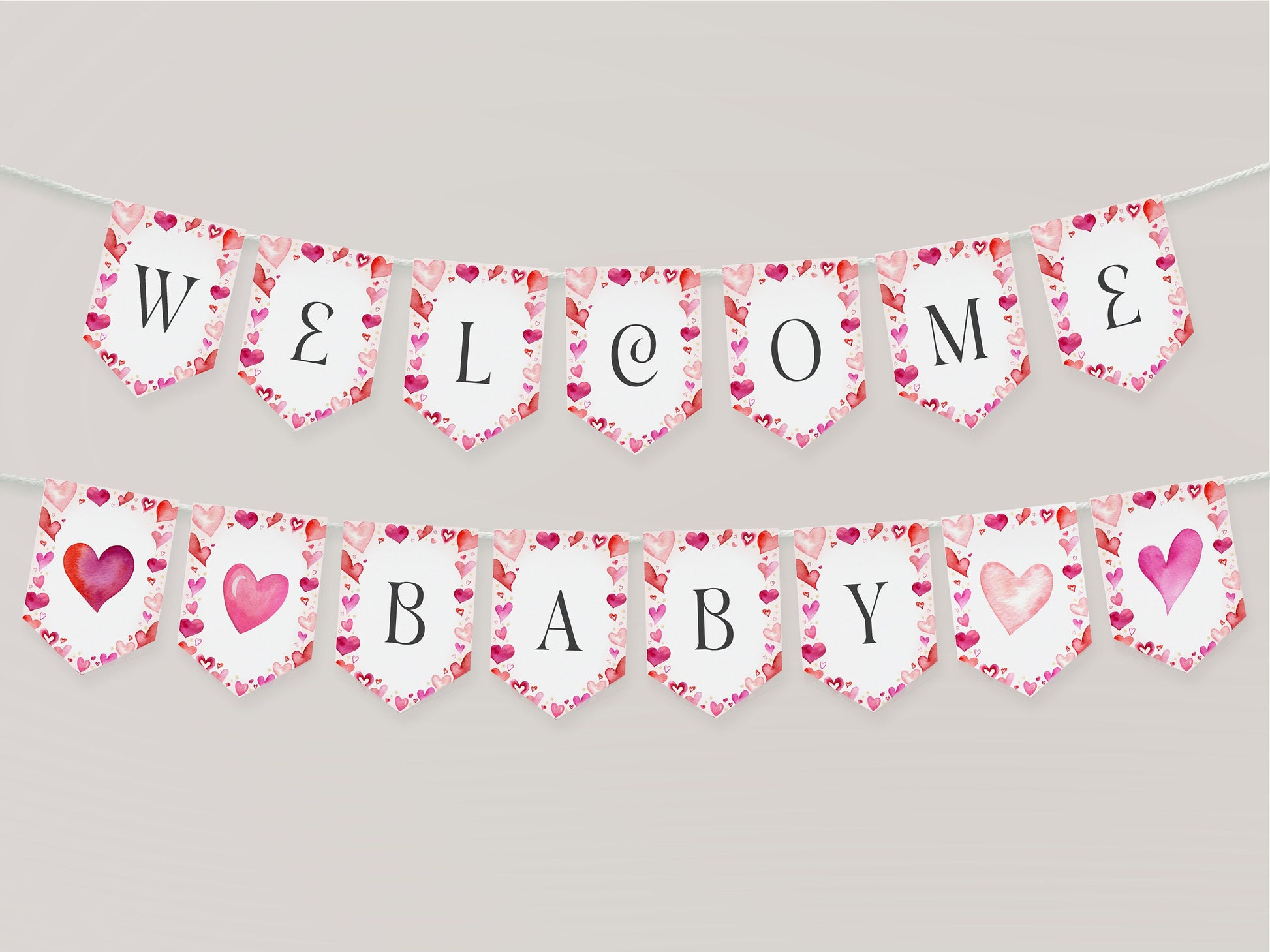 A Little Sweetheart Baby Shower Banner Printable Template, winter February baby shower Pennant, Valentines Day decor for Heart theme party